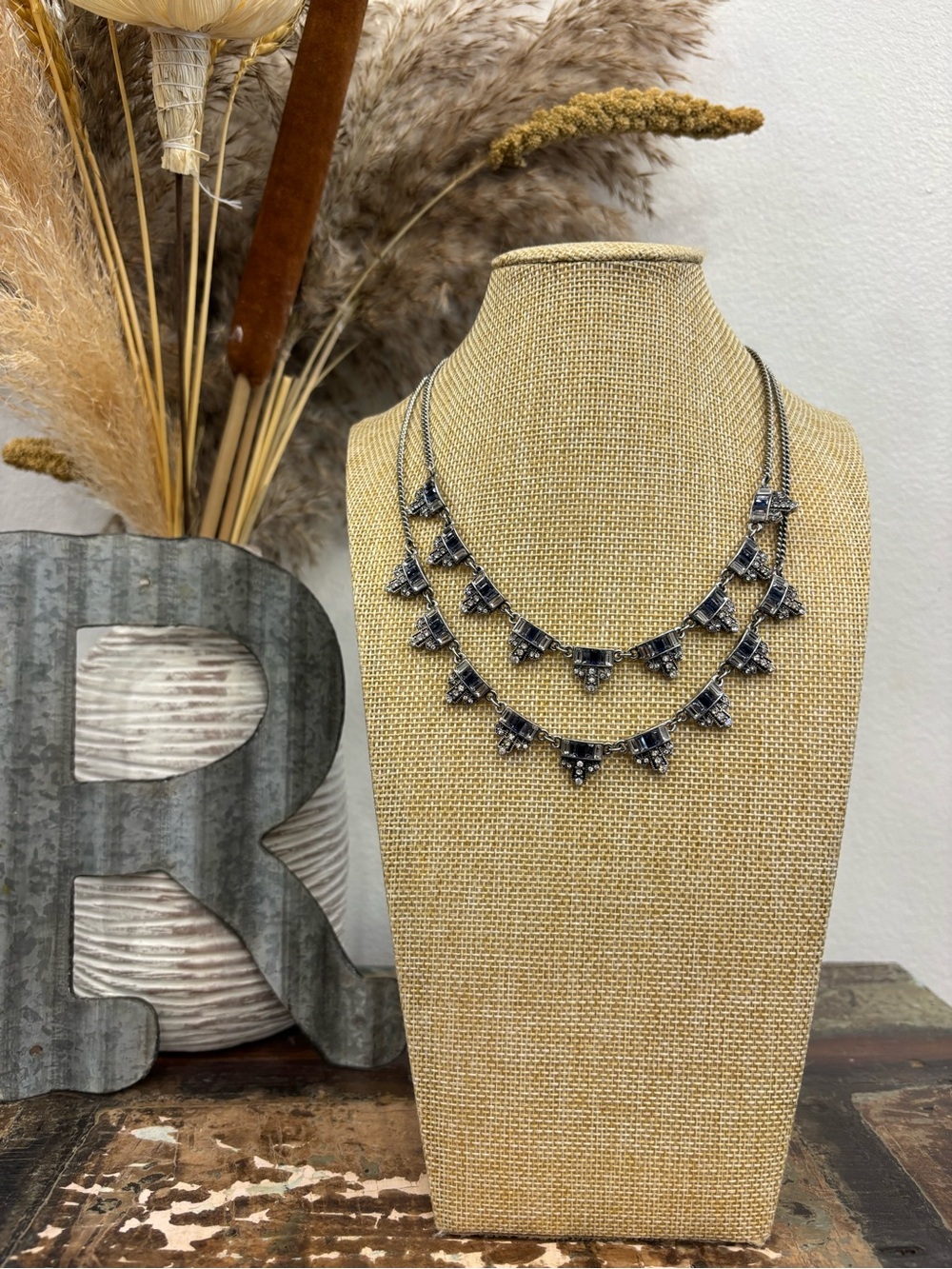 Chloe + Isabel Dark Blue Double-Layer Geometric Necklace